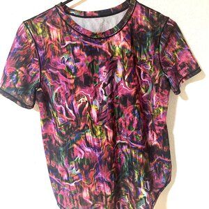 Lululemon Mesh Lined Running Yoga Hip Length Top Vivid Multicolor Size XS (2).